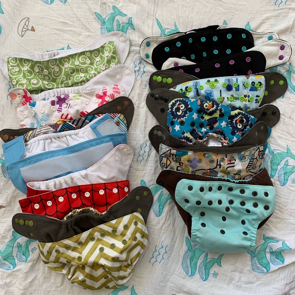 12 MISC CLOTH DIAPERS
